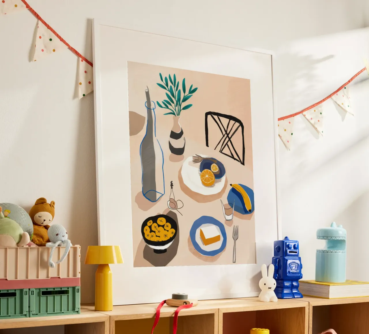 Modernist Dinner Table Poster mit Kunststoffrahmen von Gaia Viesta
