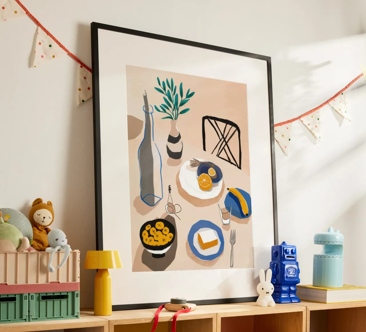 Modernist Dinner Table Poster mit Kunststoffrahmen von Gaia Viesta