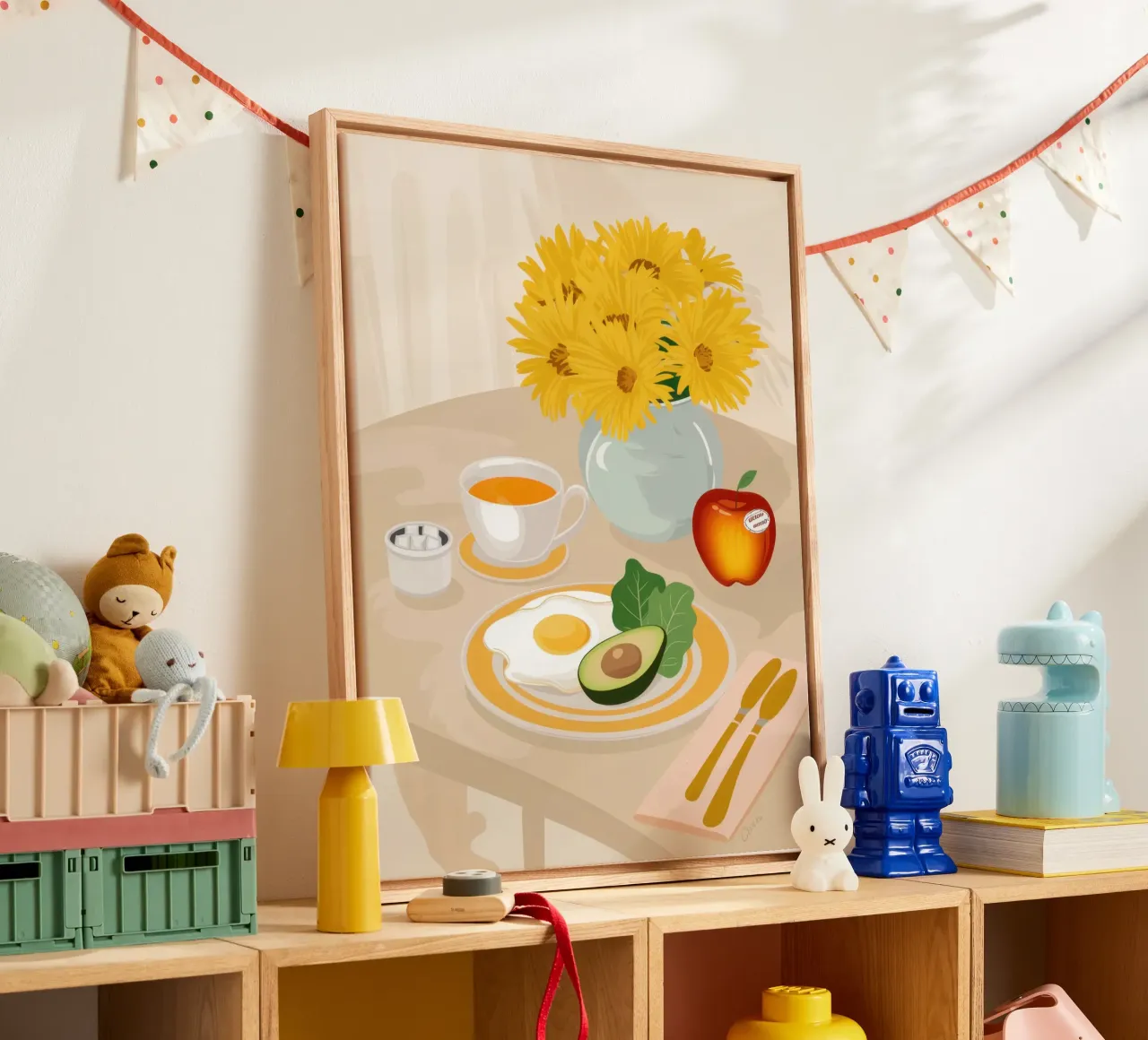 Sonniges Avocado-Frühstück Leinwand mit Schattenfugenrahmen von Irish Strokes