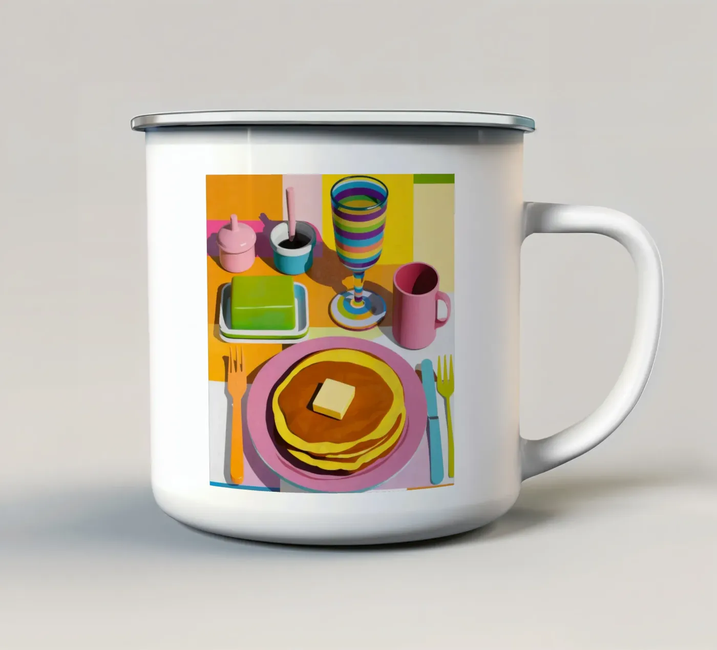 Perfect Pancake Stack enamel mug by Trace Brush