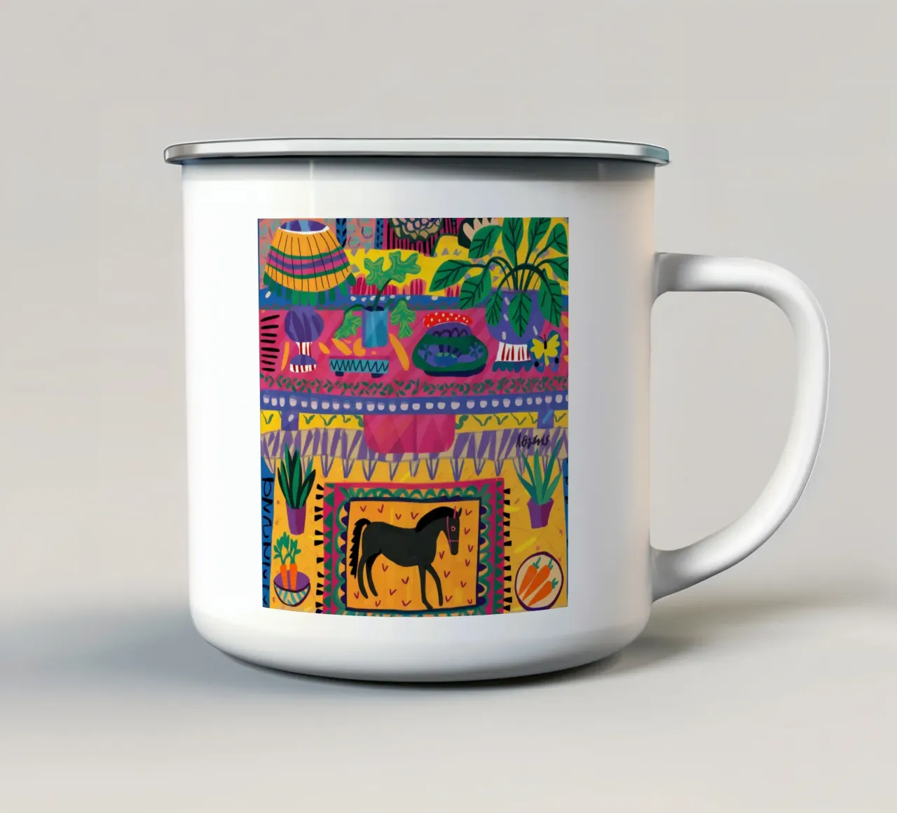 Arazzo Cavallo Mitico tazza in smalto da Trace Brush