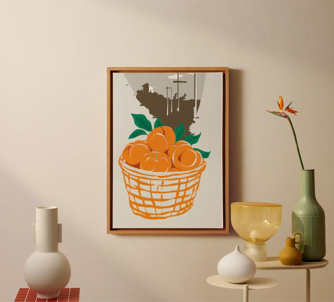 Bountiful Basket of Oranges canvas with Floater frame by Luna Aura