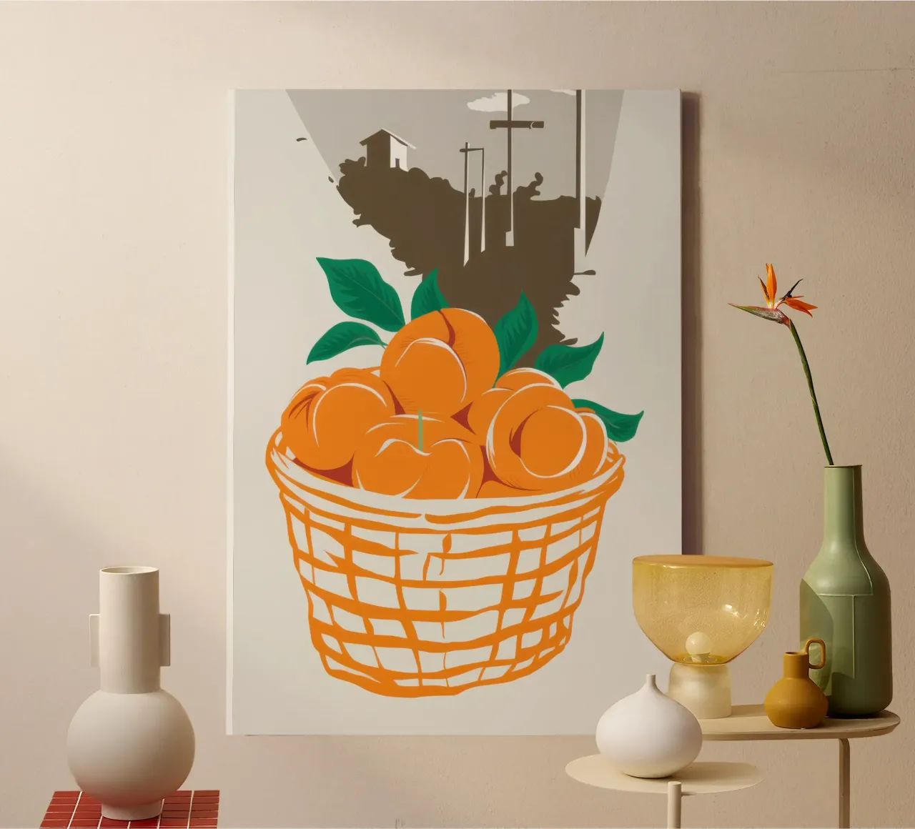 Bountiful Basket of Oranges canvas with Floater frame by Luna Aura