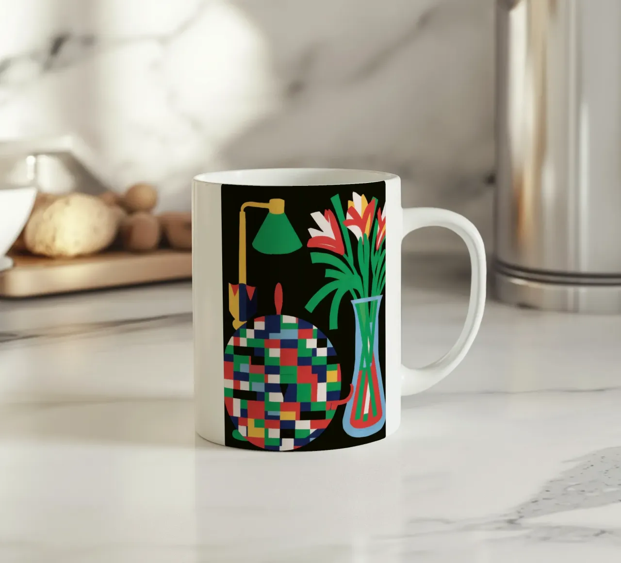 Vaso a scacchiera Natura morta tazza in ceramica da Irish Strokes