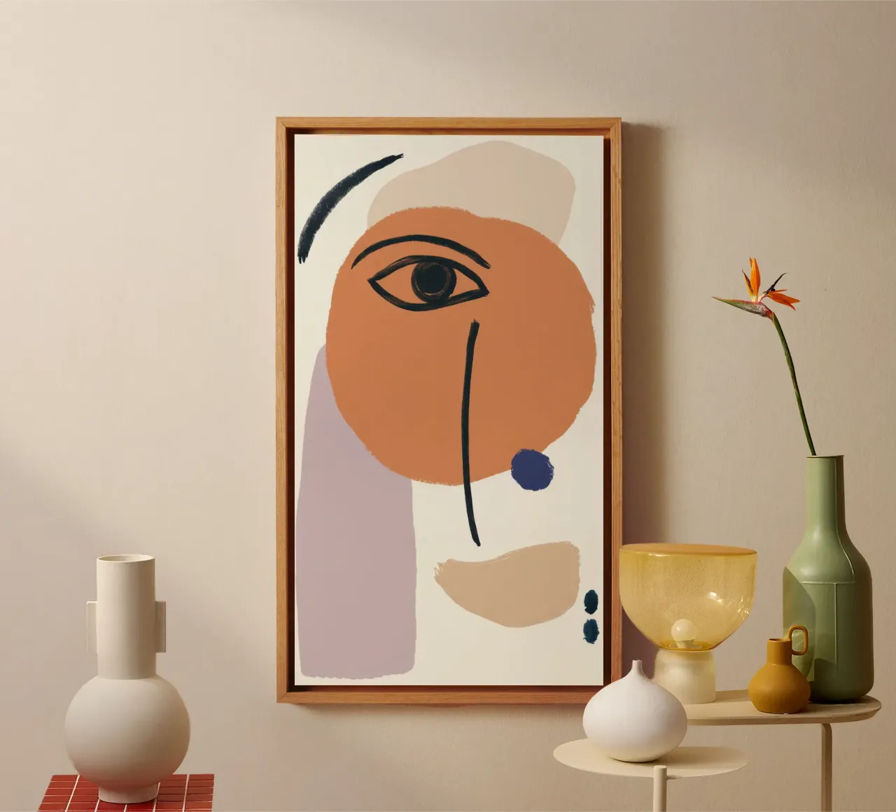Abstract gezichtsprofiel canvas met Baklijst van Mark Solaria