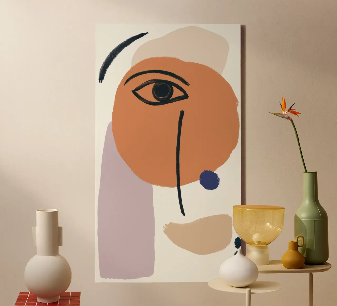 Abstract gezichtsprofiel canvas met Baklijst van Mark Solaria