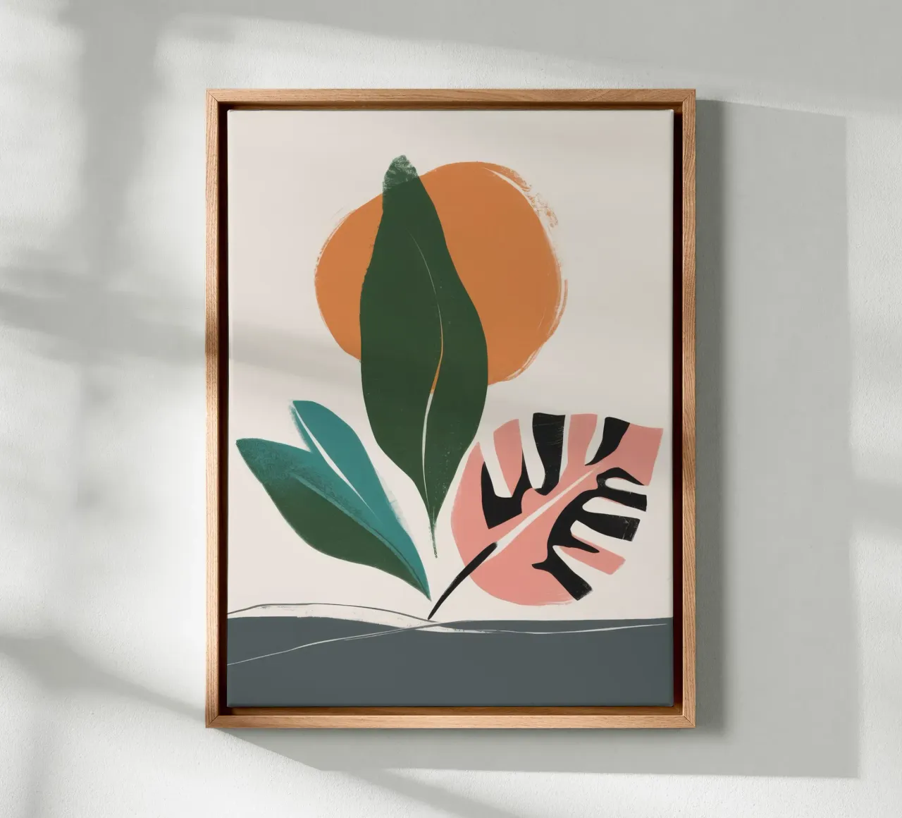 Abstract Botanisch Evenwicht canvas met Baklijst van Trace Brush