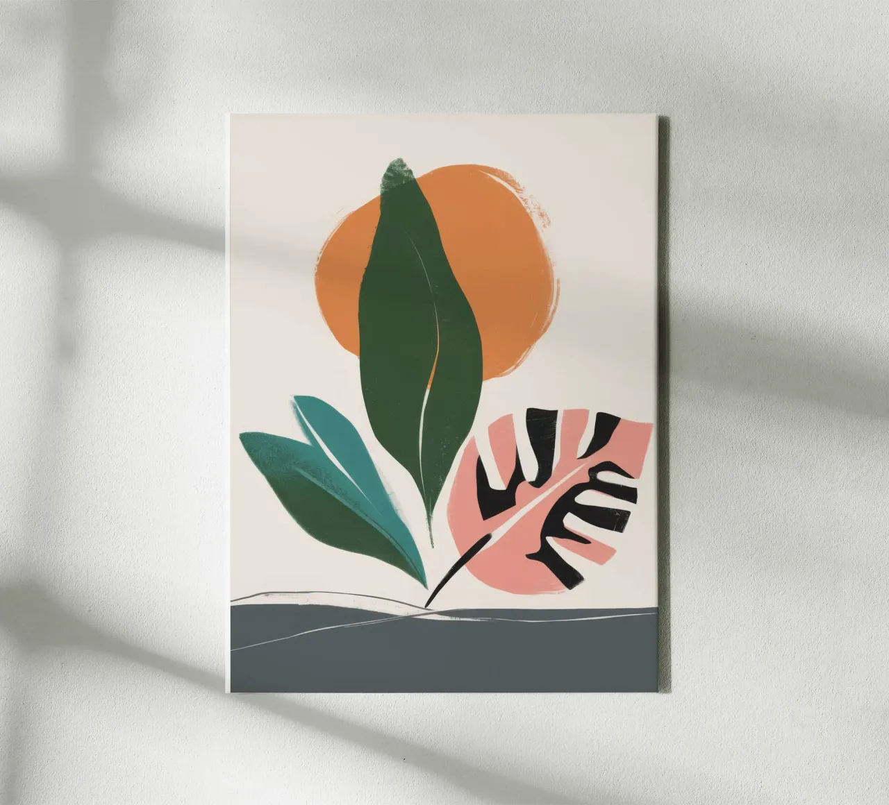 Abstract Botanisch Evenwicht canvas met Baklijst van Trace Brush