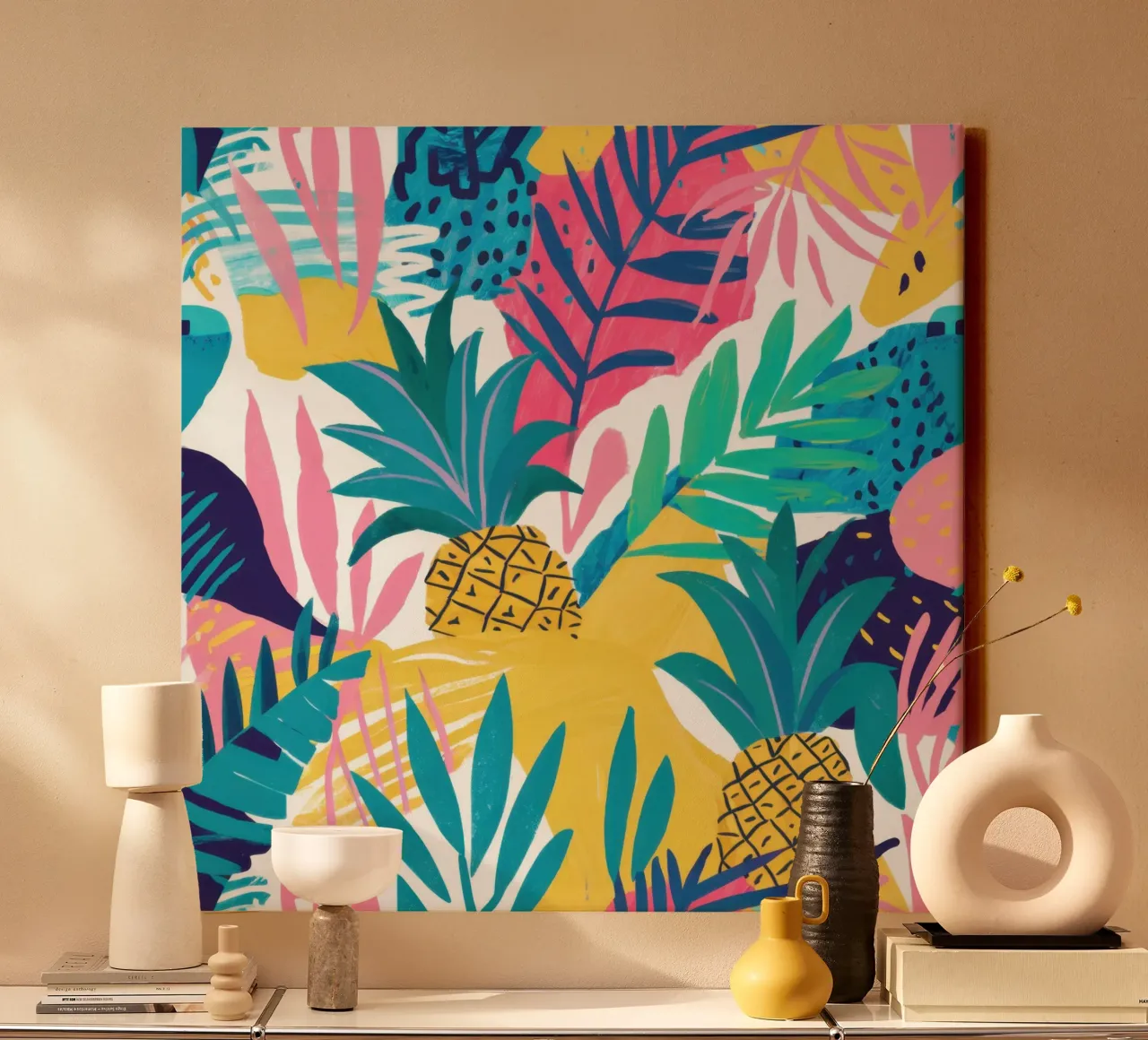 Ananas Jungle Paradijs canvas met Baklijst van Gaia Viesta