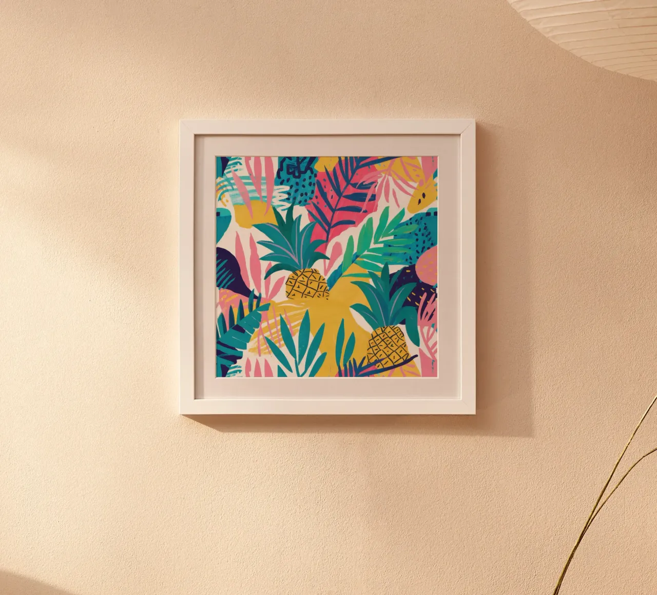 Paradiso della giungla degli ananas poster con telaio in legno da Gaia Viesta