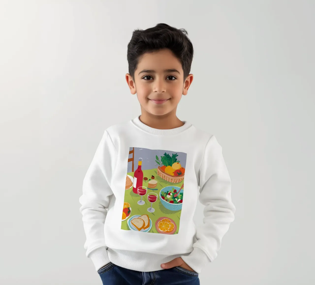 Un gioioso picnic felpa bambino da Luna Aura