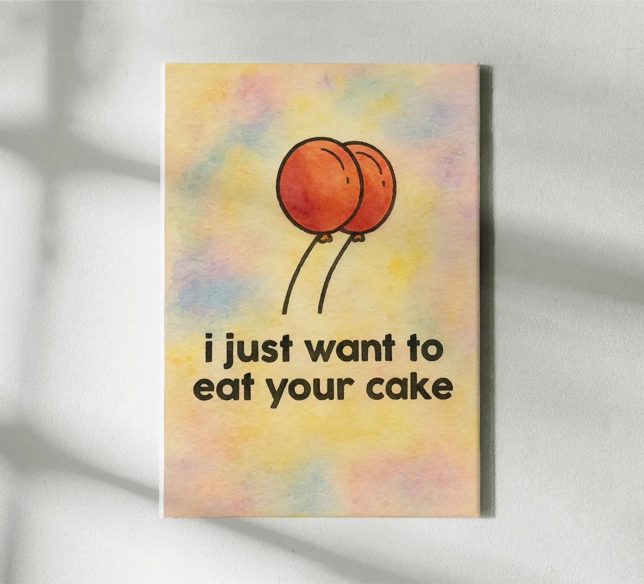 i just want toeat your cake drawing illustration canvas with Floater frame by citralake