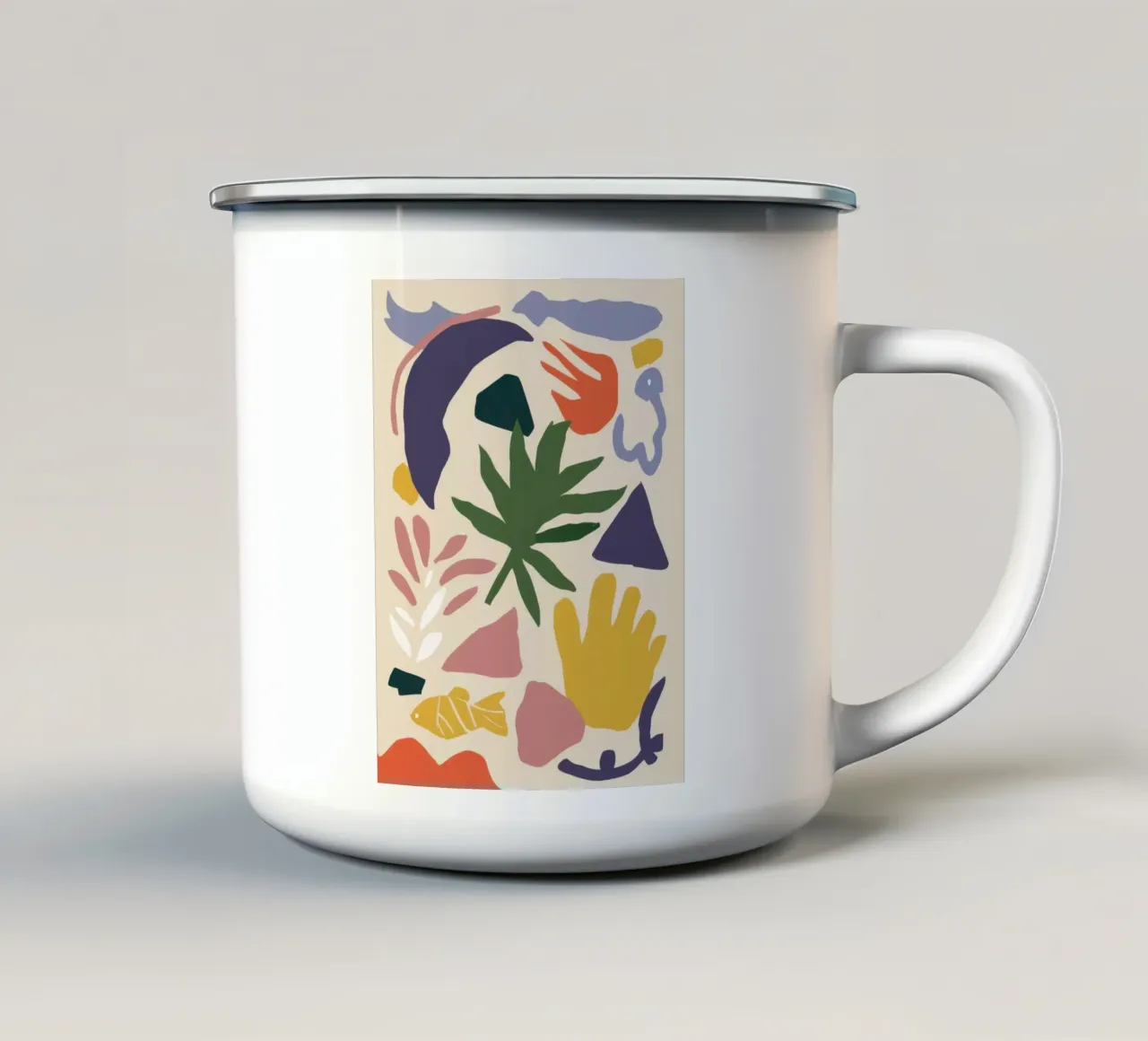 Collage di forme giocose tazza in smalto da Mark Solaria