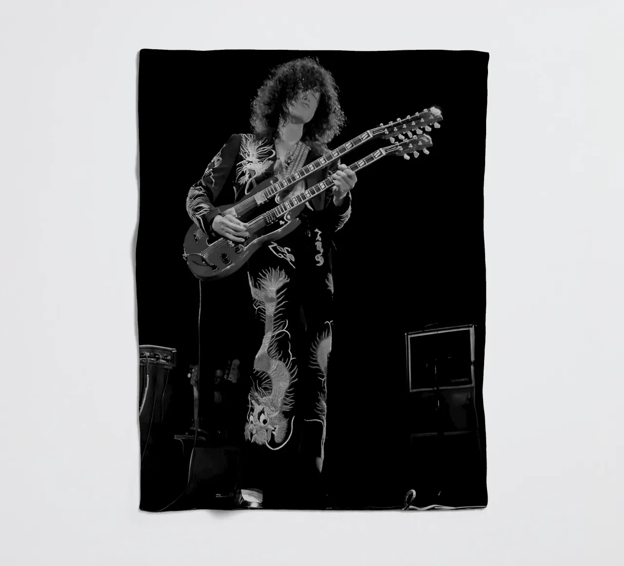 Jimmy Page Led Zeppelin coperta in pile da Musadad Shop