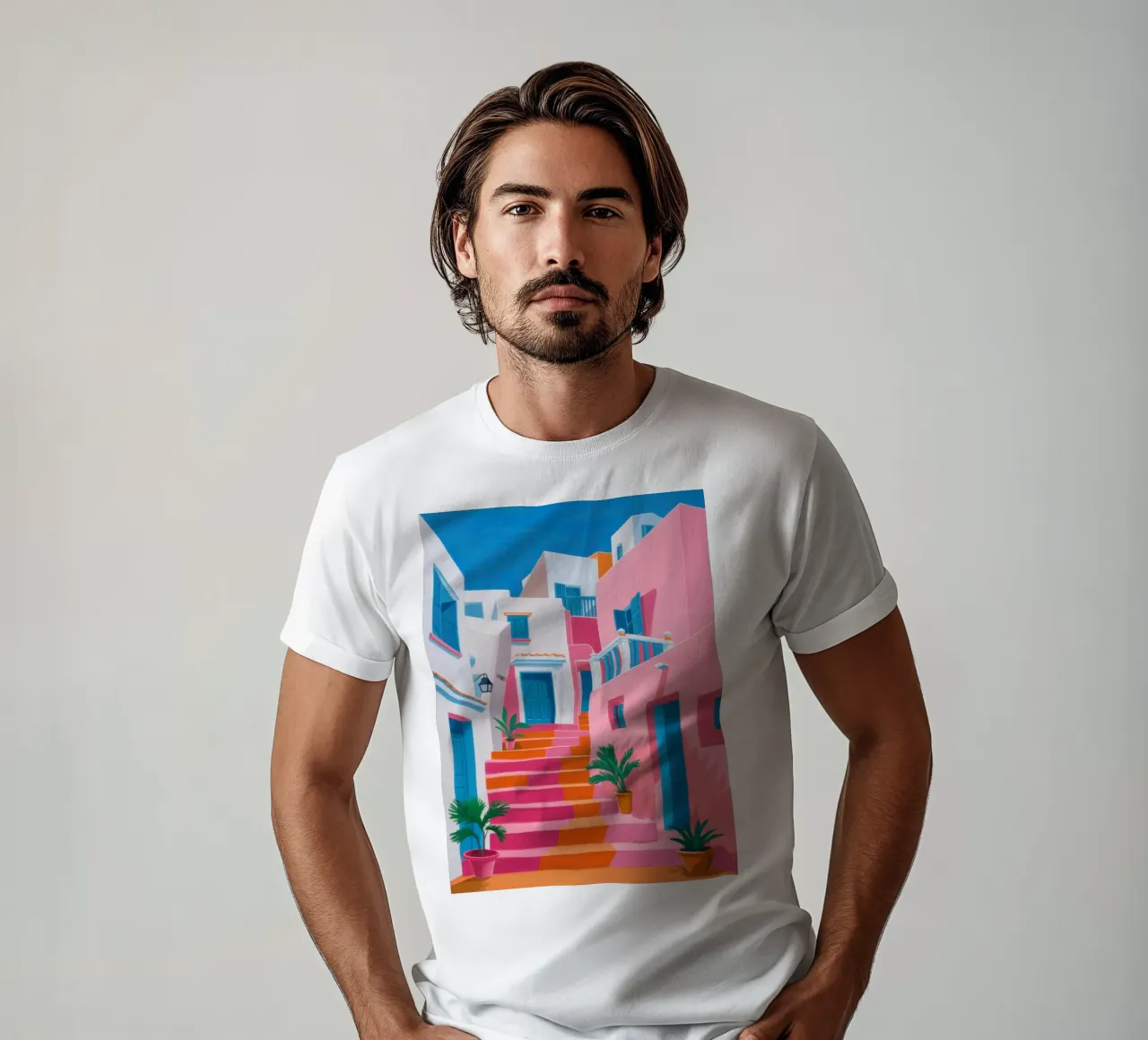 Santorini Color Steps t-shirt da Trace Brush