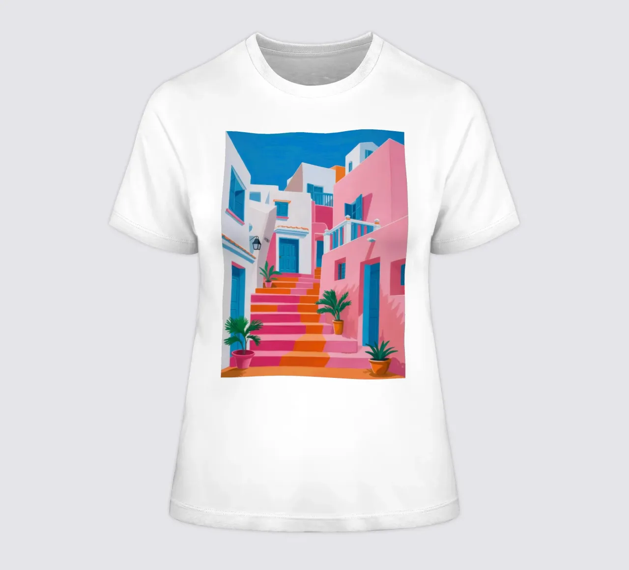Santorini Color Steps t-shirt da donna da Trace Brush