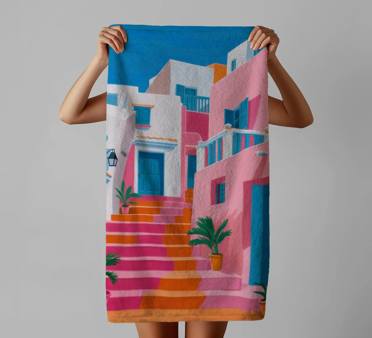 Santorini Color Steps asciugamano da bagno da Trace Brush