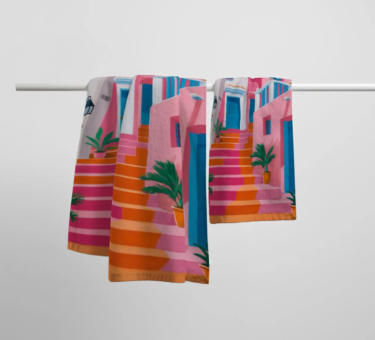 Santorini Color Steps asciugamano da bagno da Trace Brush