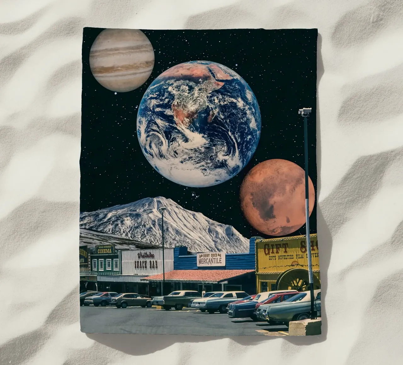 Collage di auto americane retrò telo mare da Dapidoka
