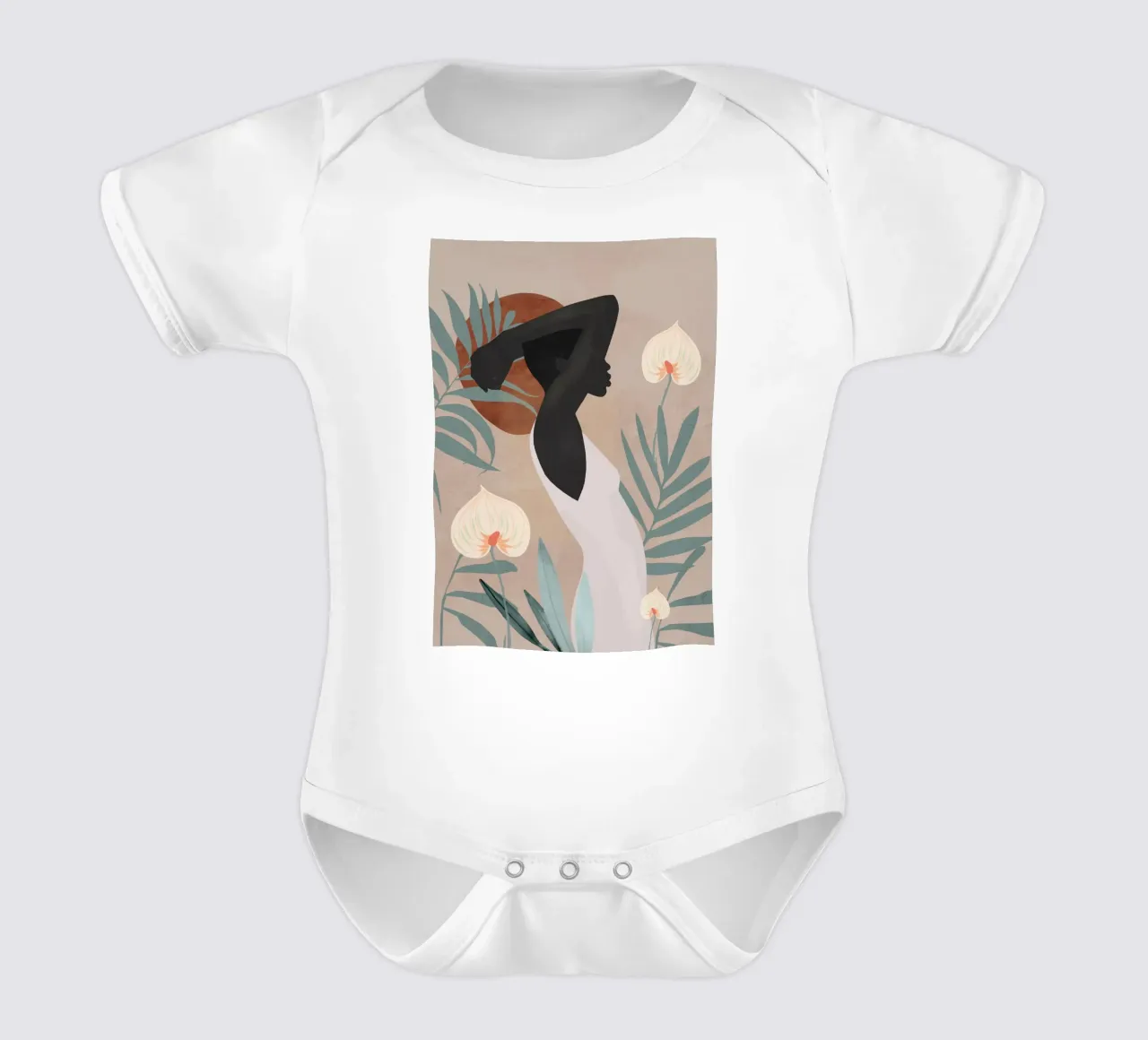 Tropical Girl 4 short-sleeve baby romper by ThingDesign