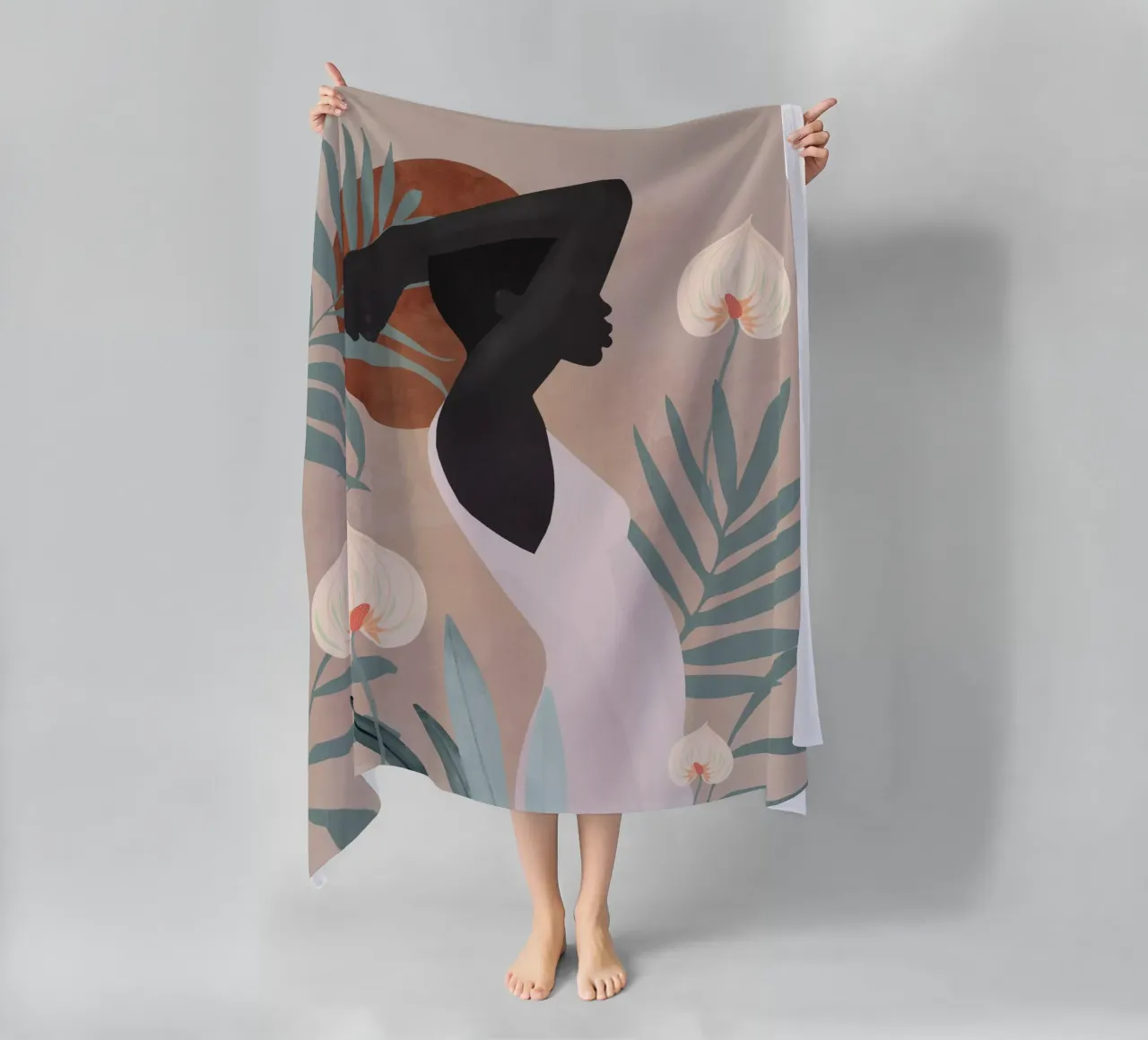 Tropical Girl 4 beach towel by ThingDesign