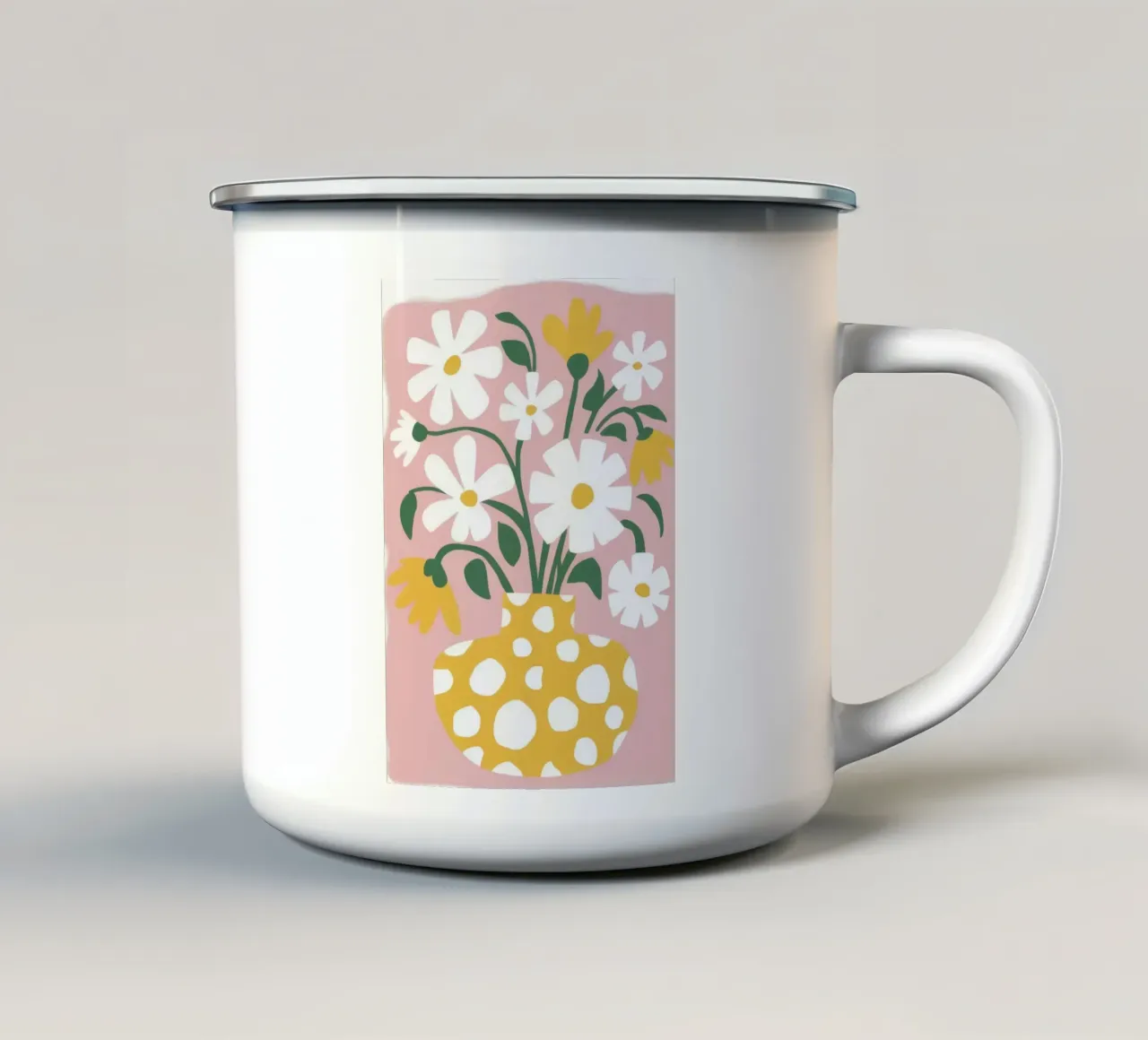 Margherite in vaso maculate tazza in smalto da Mark Solaria
