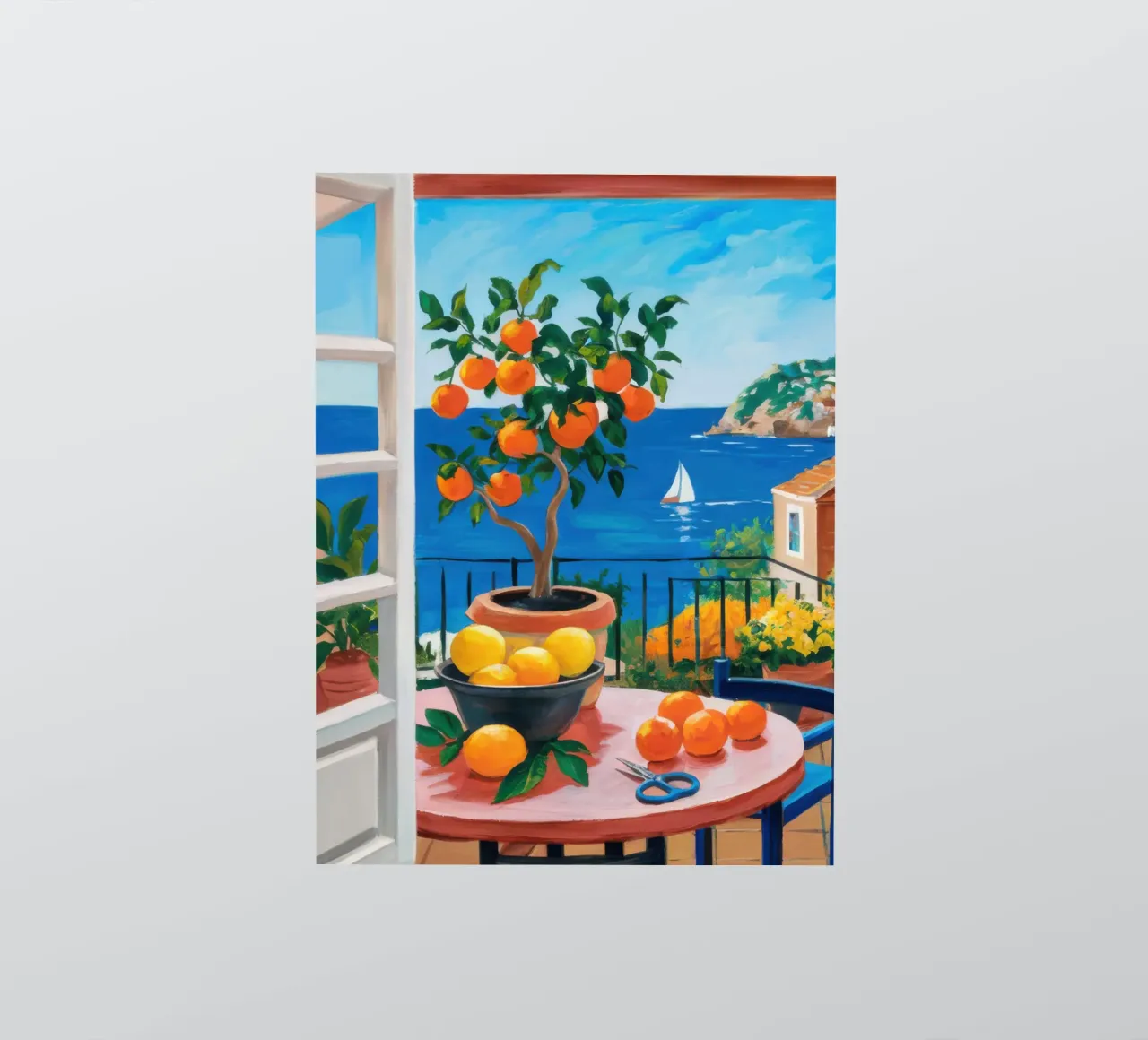 Vue sur le balcon en bord de mer autocollant de Gaia Viesta
