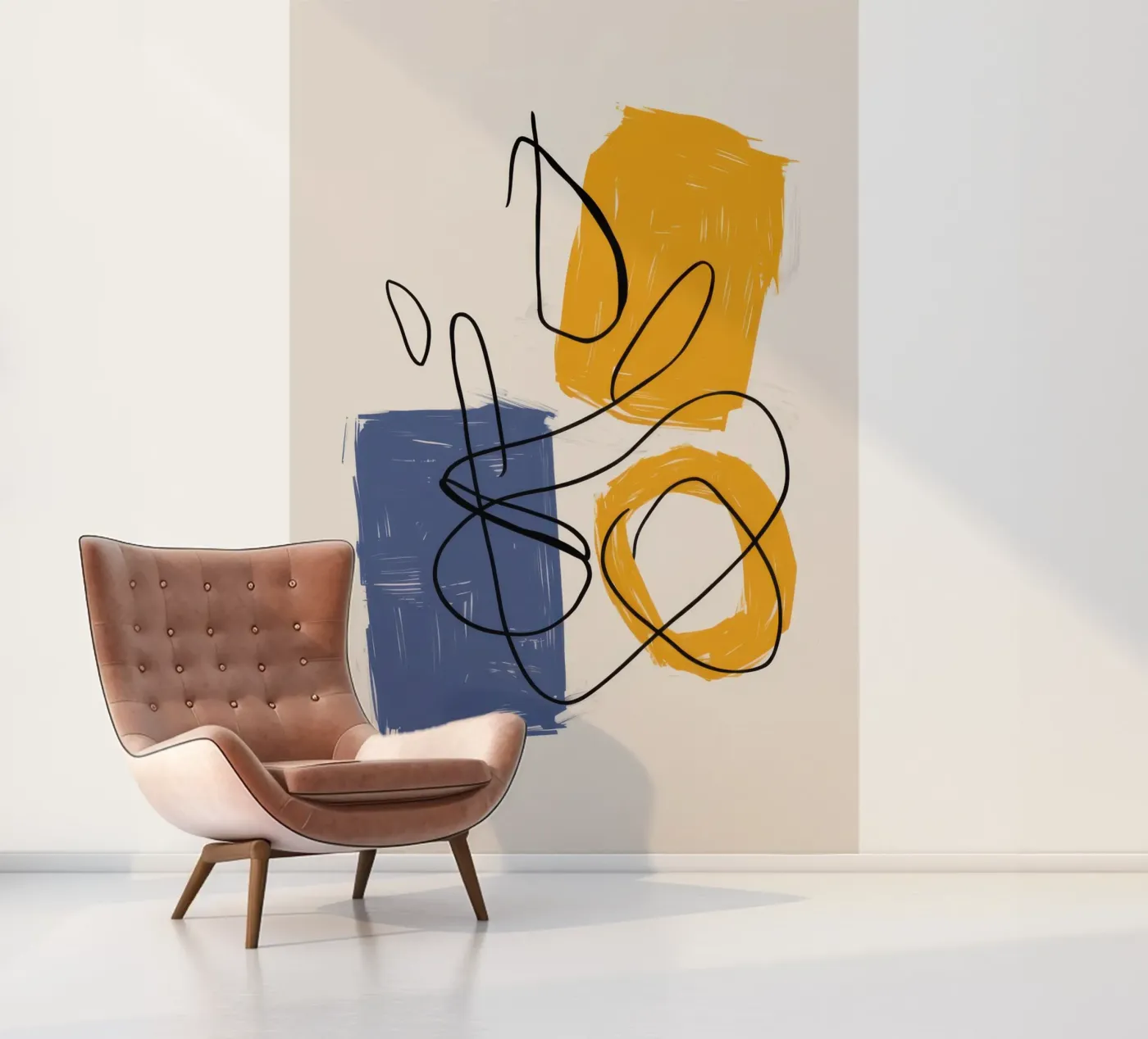 Lijnstudie improvisatie fotobehang van Trace Brush