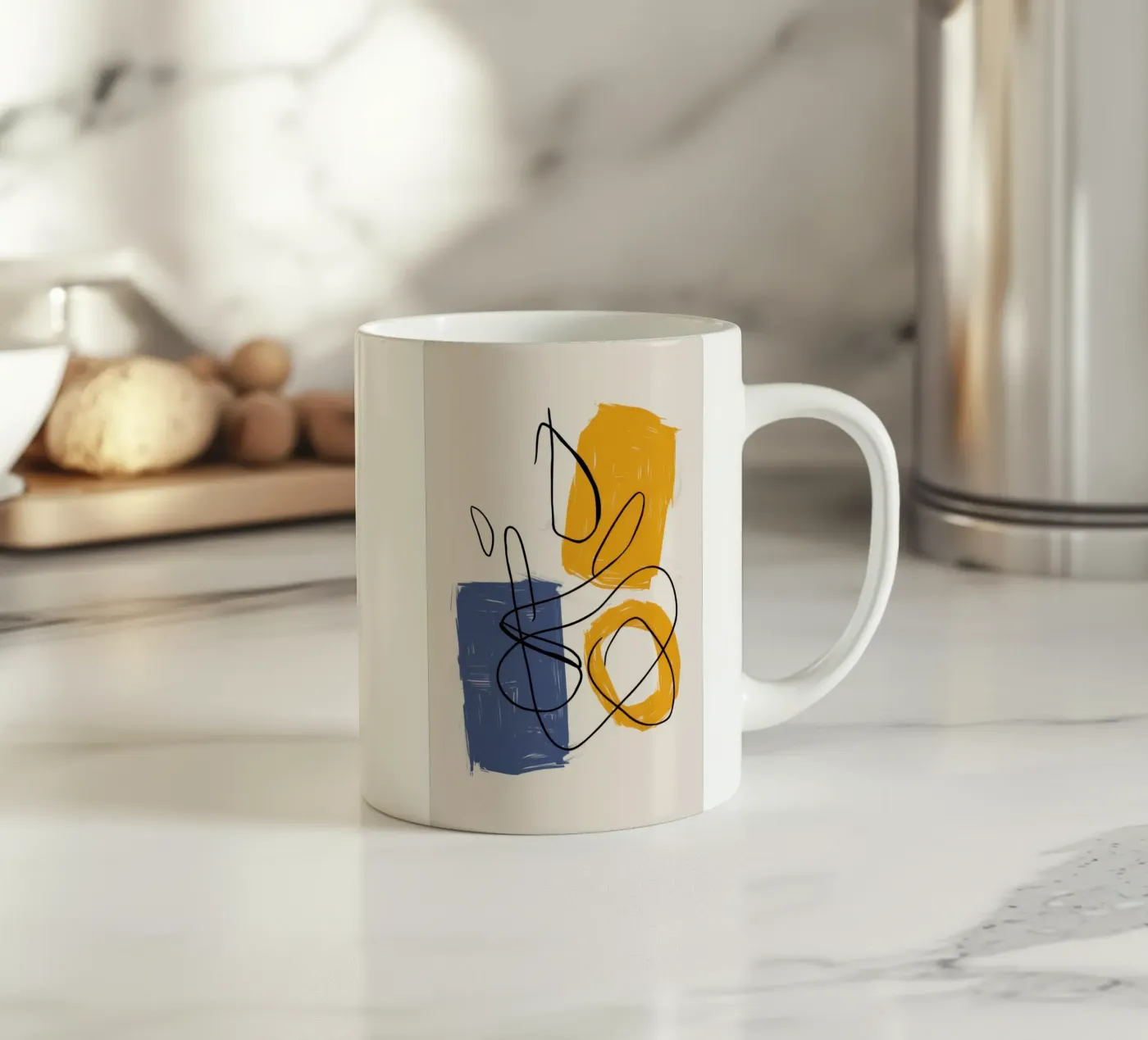 Improvisational Line Study ceramic mug by Trace Brush