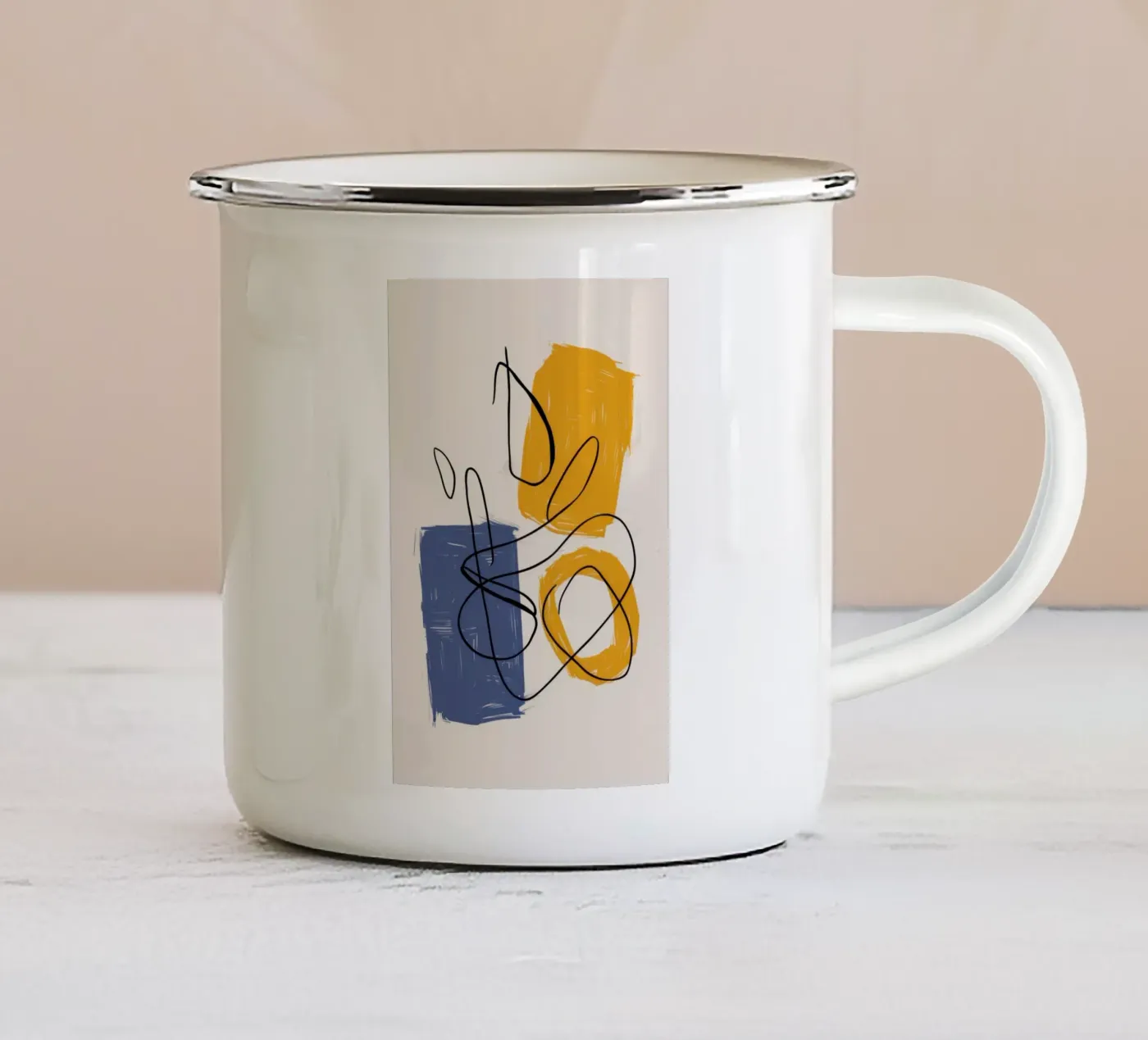 Improvisational Line Study enamel mug by Trace Brush