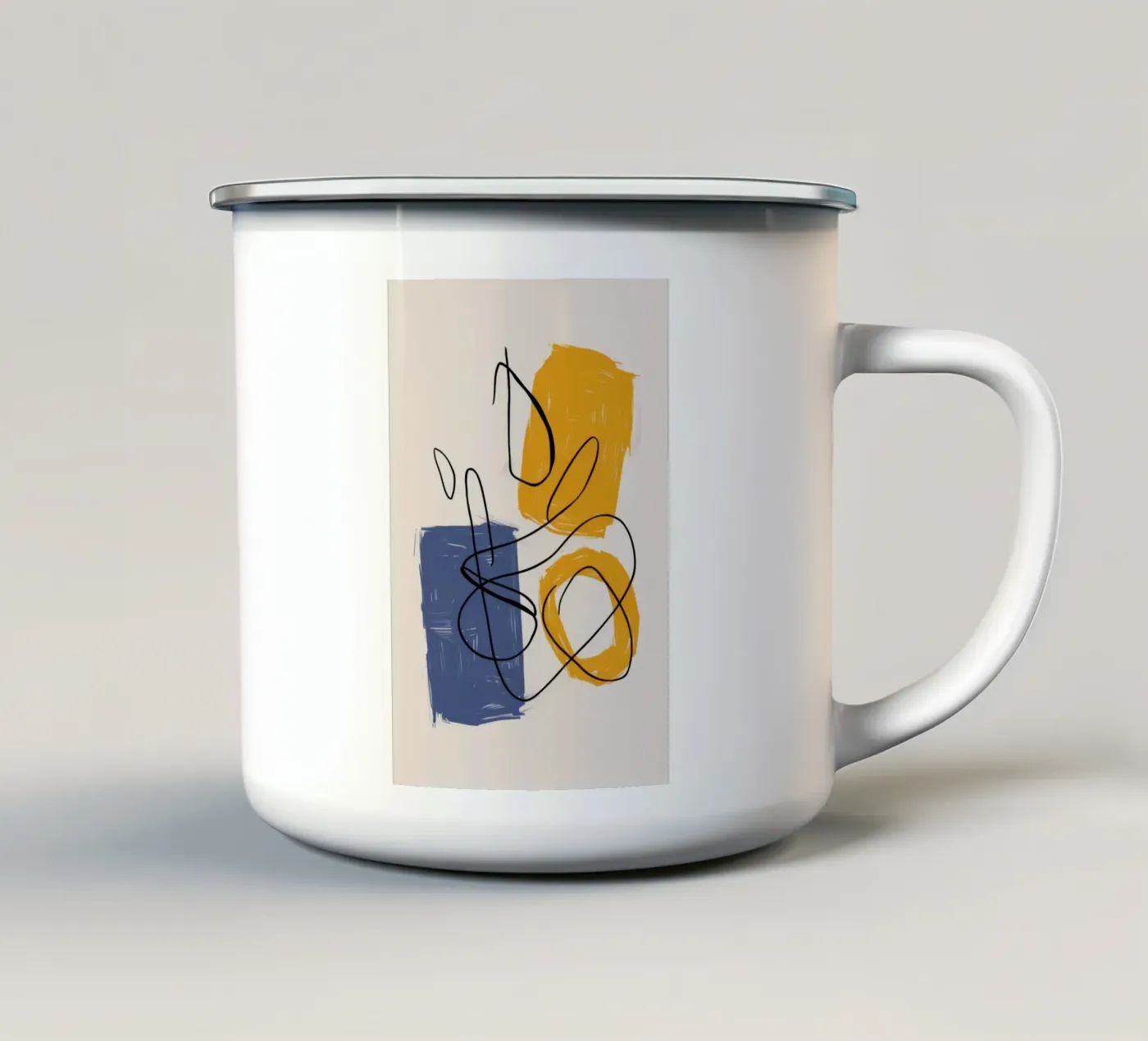 Improvisational Line Study enamel mug by Trace Brush