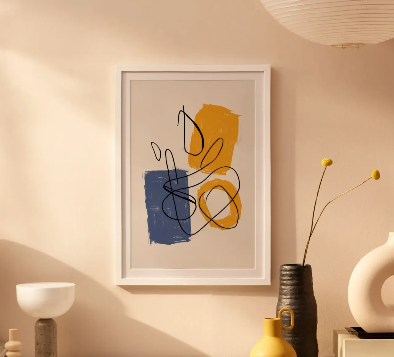 Studio della linea di improvvisazione poster con telaio in alluminio da Trace Brush