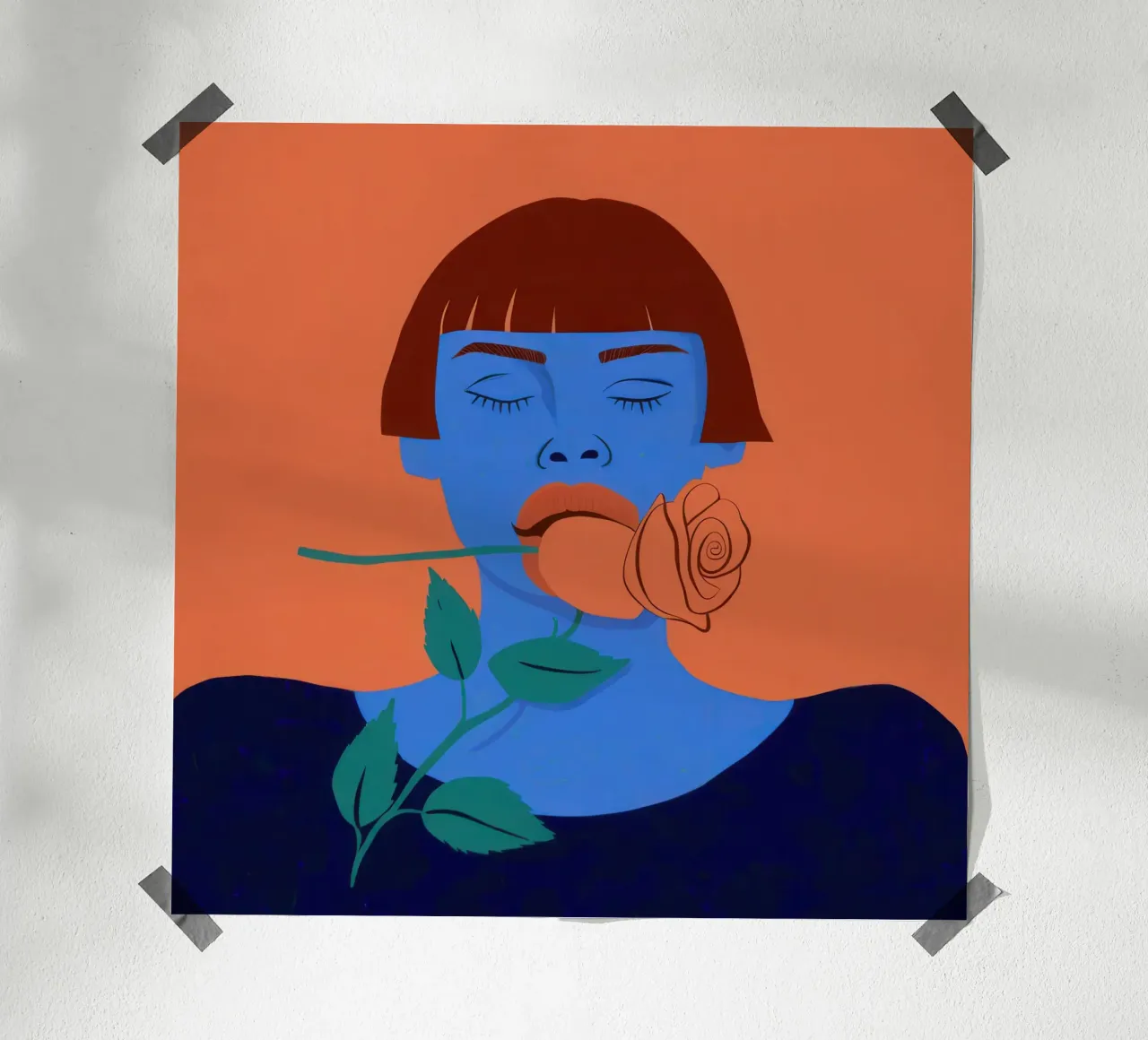 Rosa Blu Mood poster con telaio in plastica da Irish Strokes