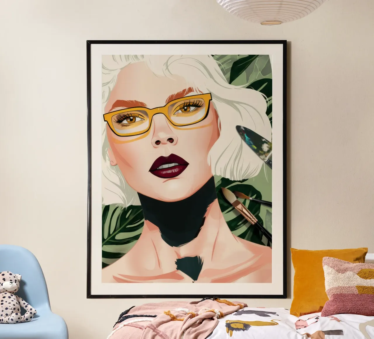 Sguardo glamour di platino poster con telaio in plastica da Luna Aura