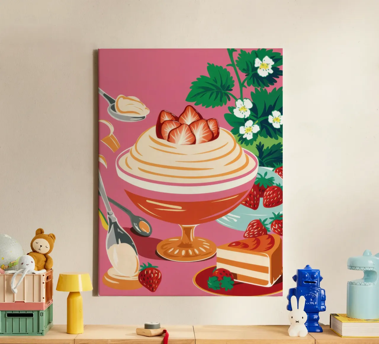 Sogno di gelato alla fragola tela con Cornice a cassetta da Gaia Viesta