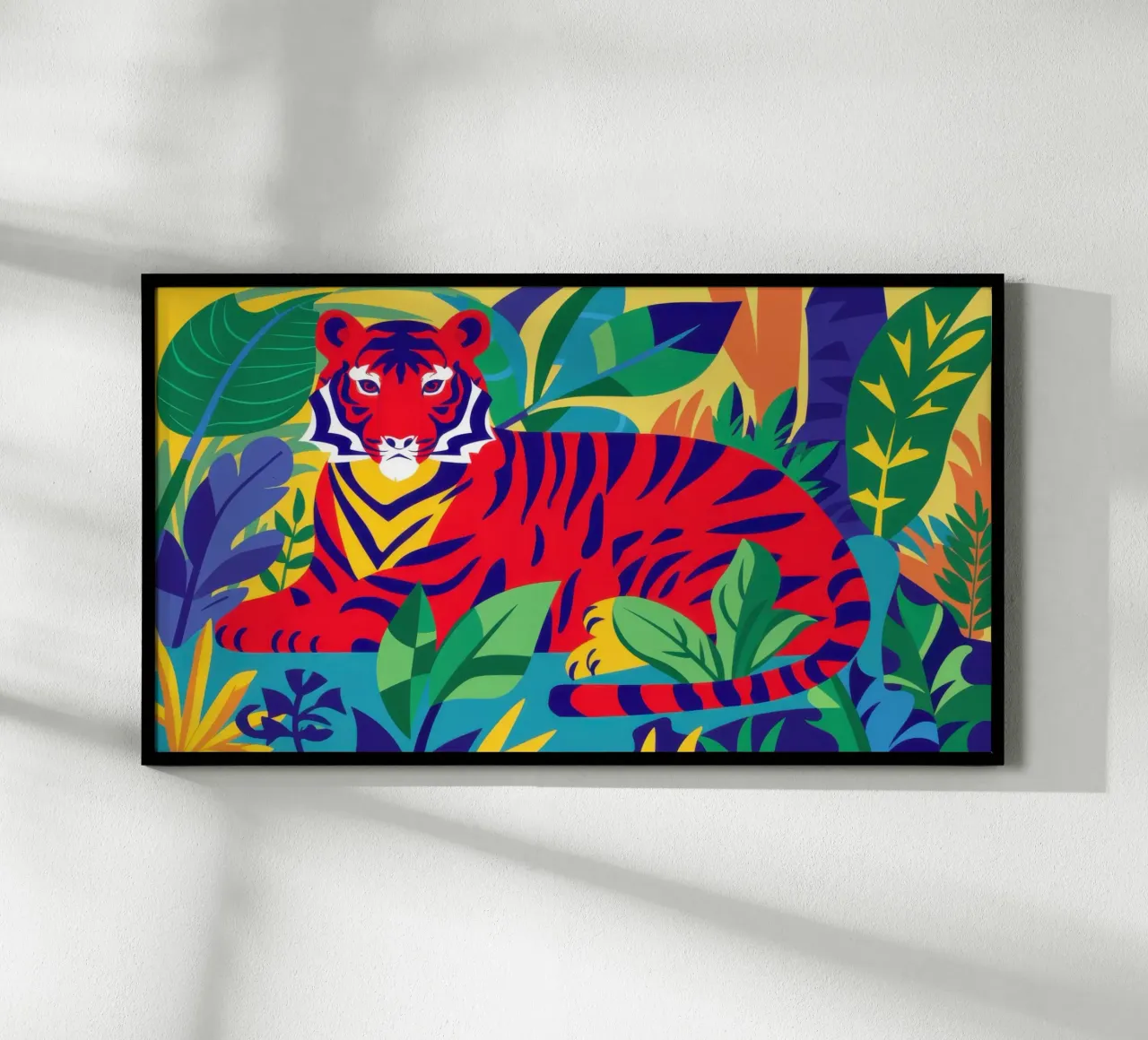 Tigre rossa a riposo poster con telaio in legno da Irish Strokes