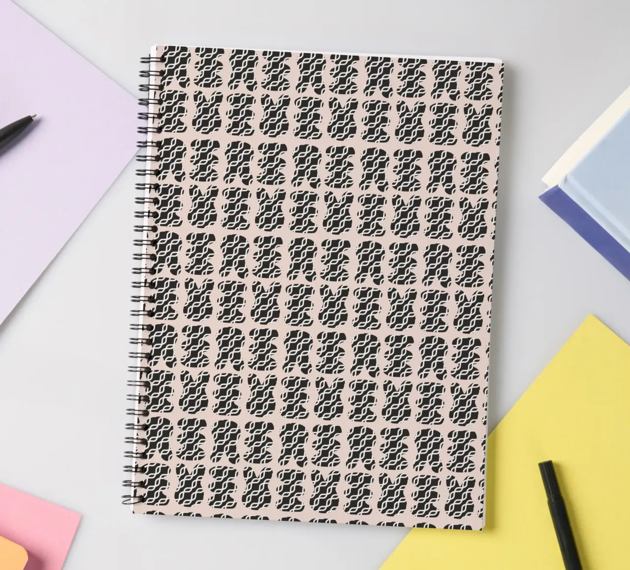 Repetitive pattern 22 spiral notebook by Little Dean