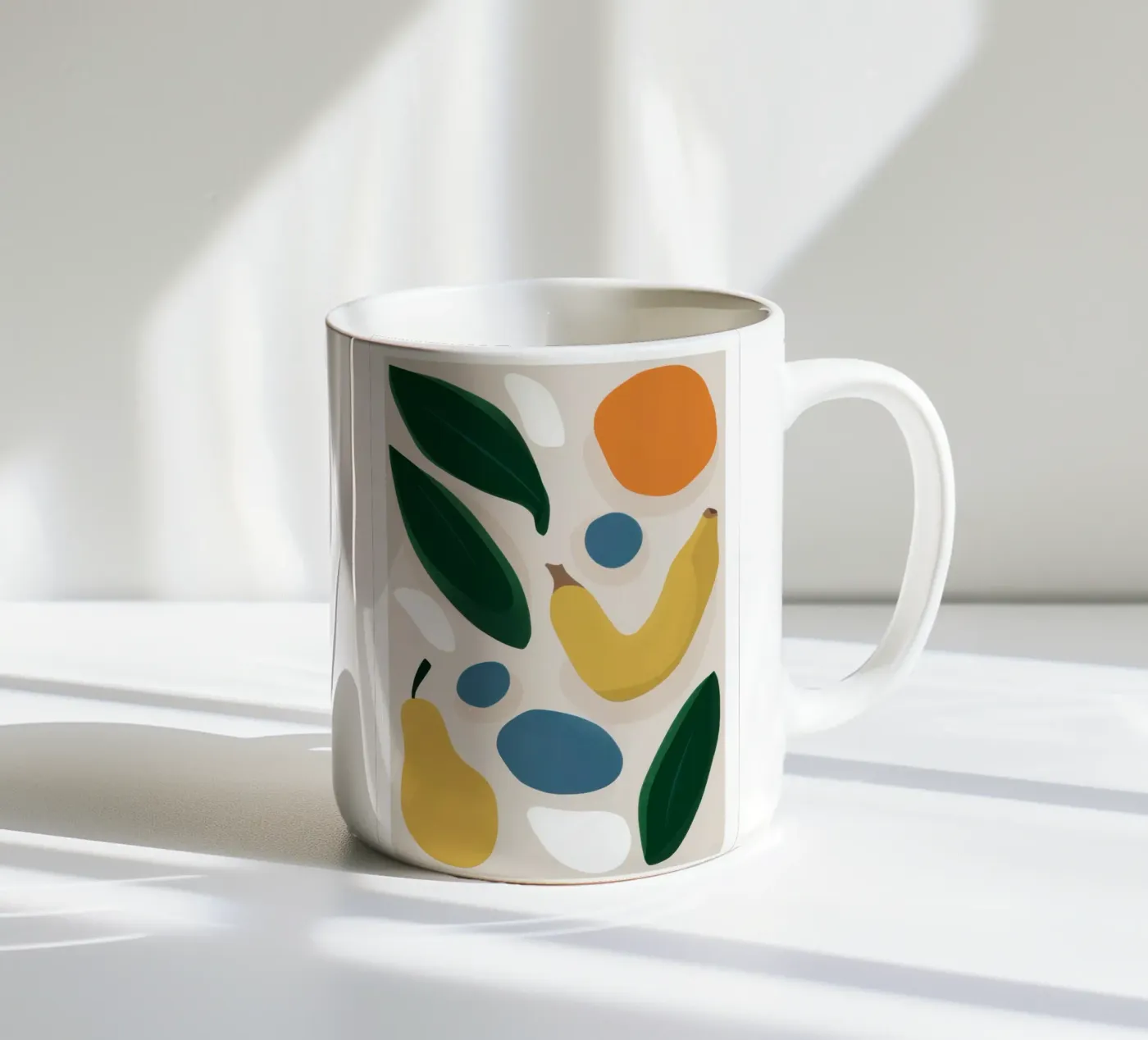Deconstructed Fruit Forms ceramic mug by Trace Brush