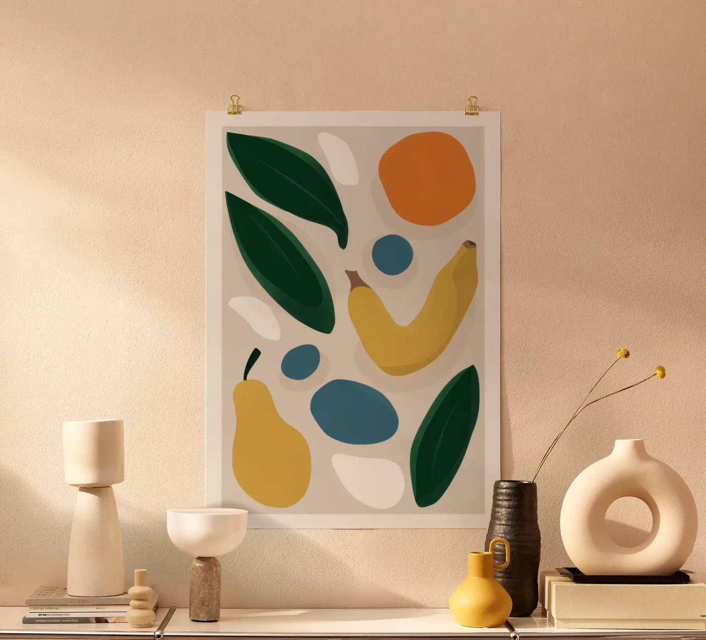 Formes de fruits déconstruites poster de Trace Brush