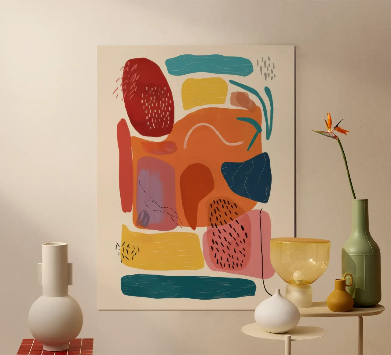 Mosaico a forma di terra poster con telaio in legno da Selene Shade