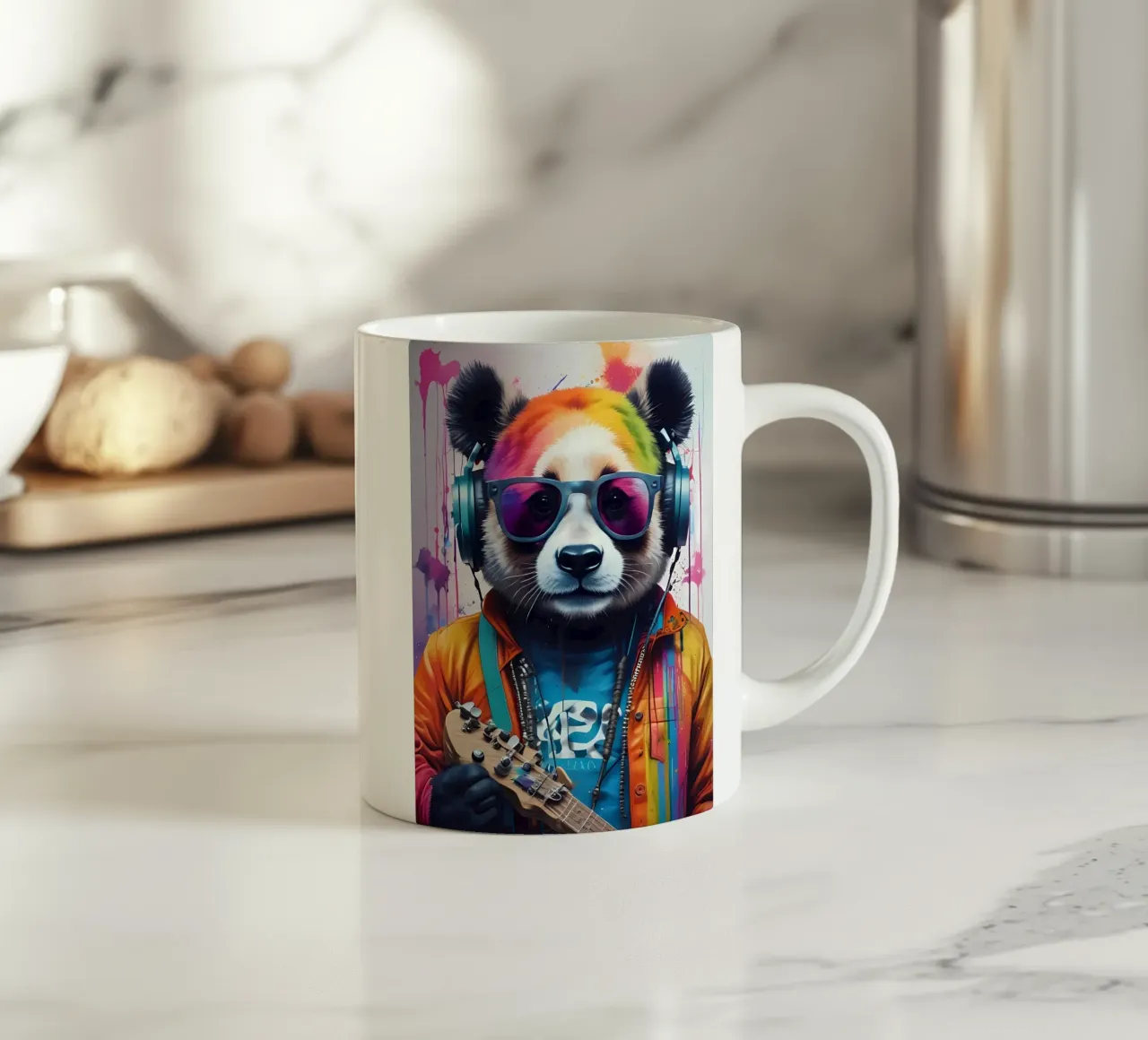 Panda in glassa con cuffie tazza in ceramica da MakArena
