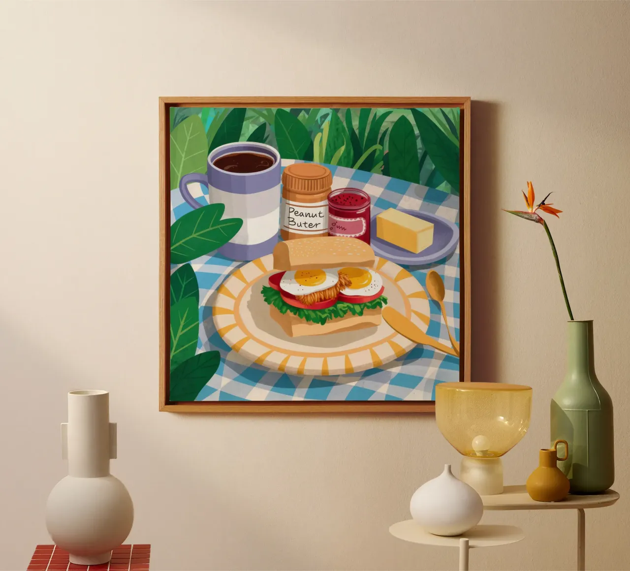 Crema per panini da picnic tela con Cornice a cassetta da Irish Strokes
