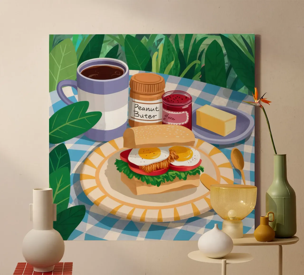 Crema per panini da picnic tela con Cornice a cassetta da Irish Strokes