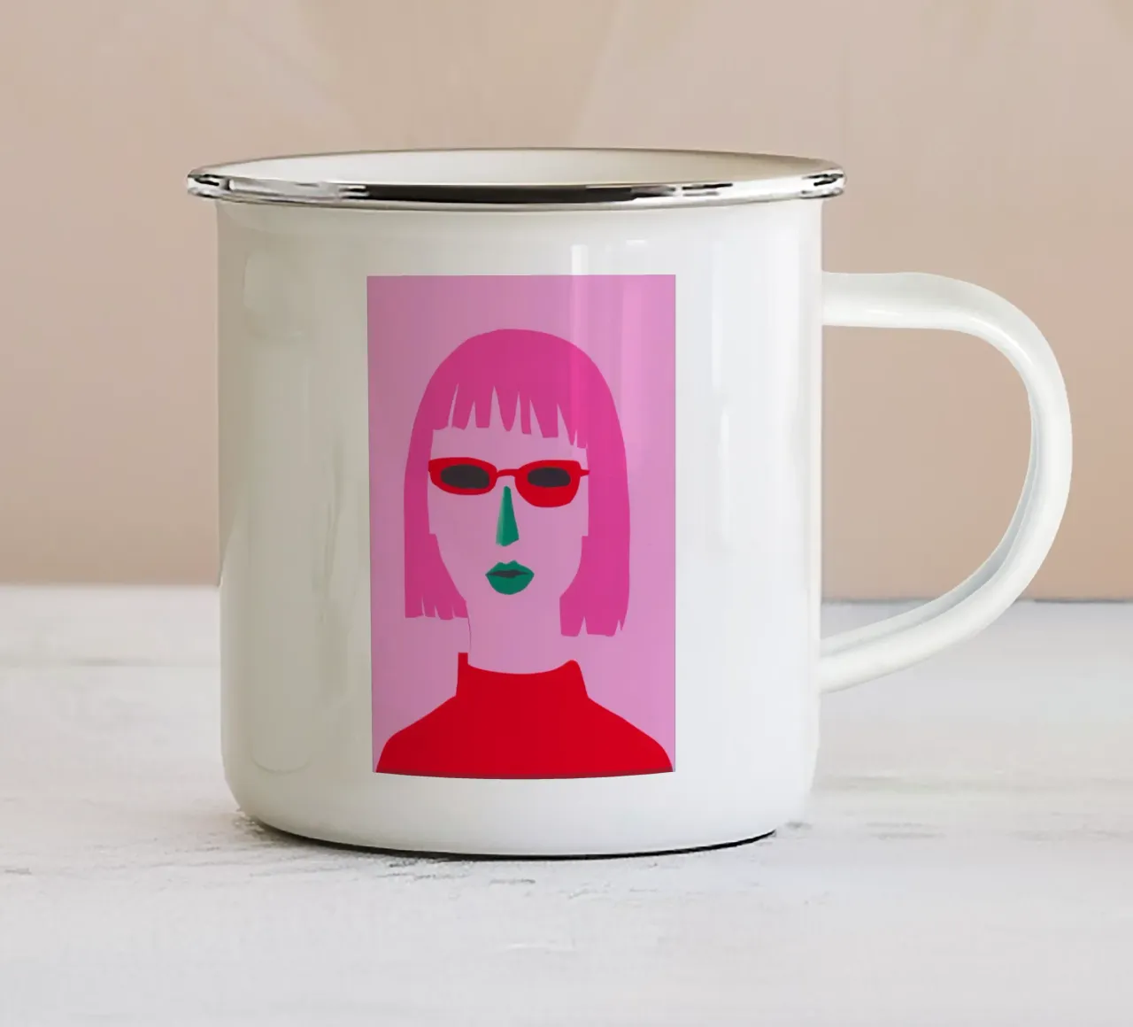 Pop Art Pink Attitude tazza in smalto da Trace Brush