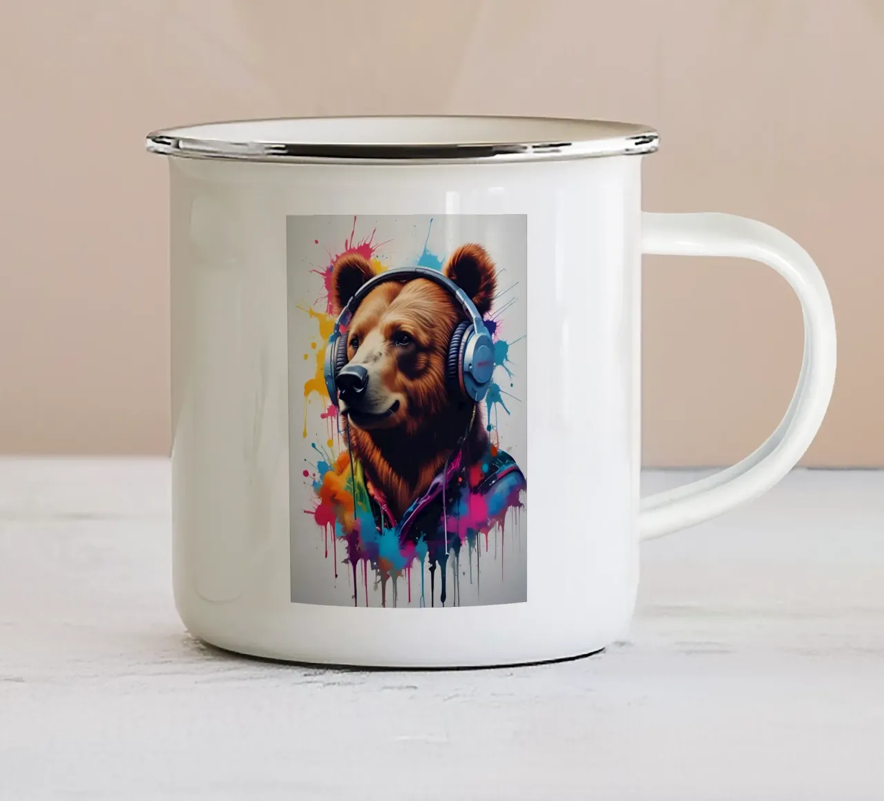 Orso dj art tazza in smalto da MakArena