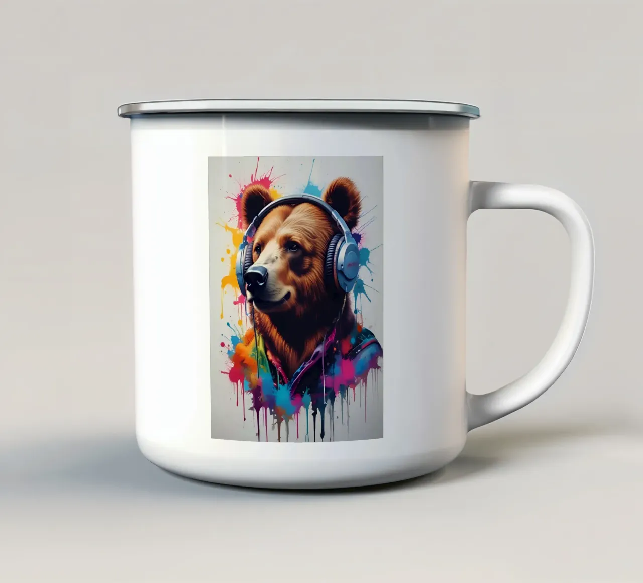 Orso dj art tazza in smalto da MakArena