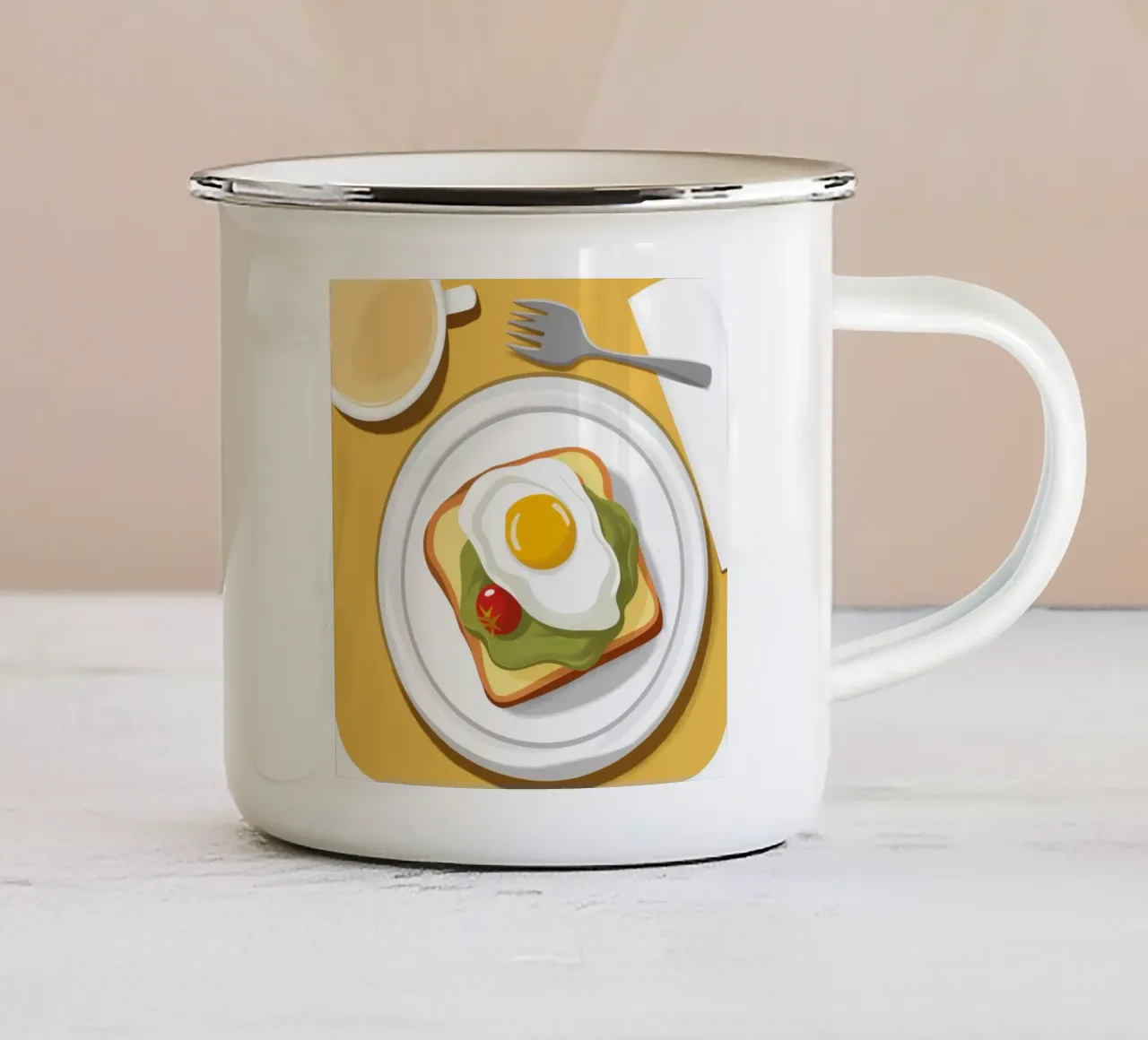 Toast all'uovo con avocado tazza in smalto da Mark Solaria