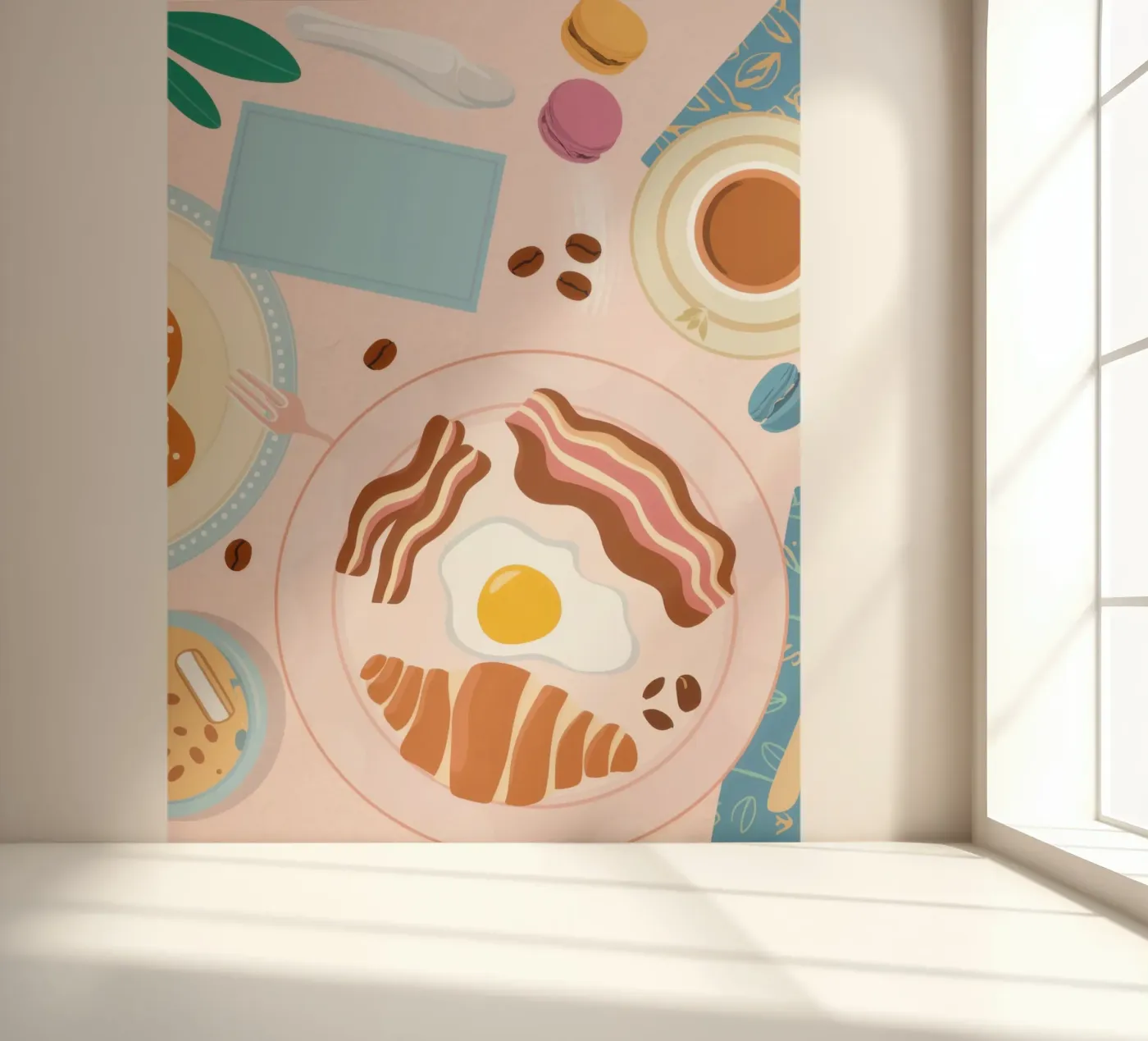 Breakfast Table Flatlay fotobehang van Gaia Viesta