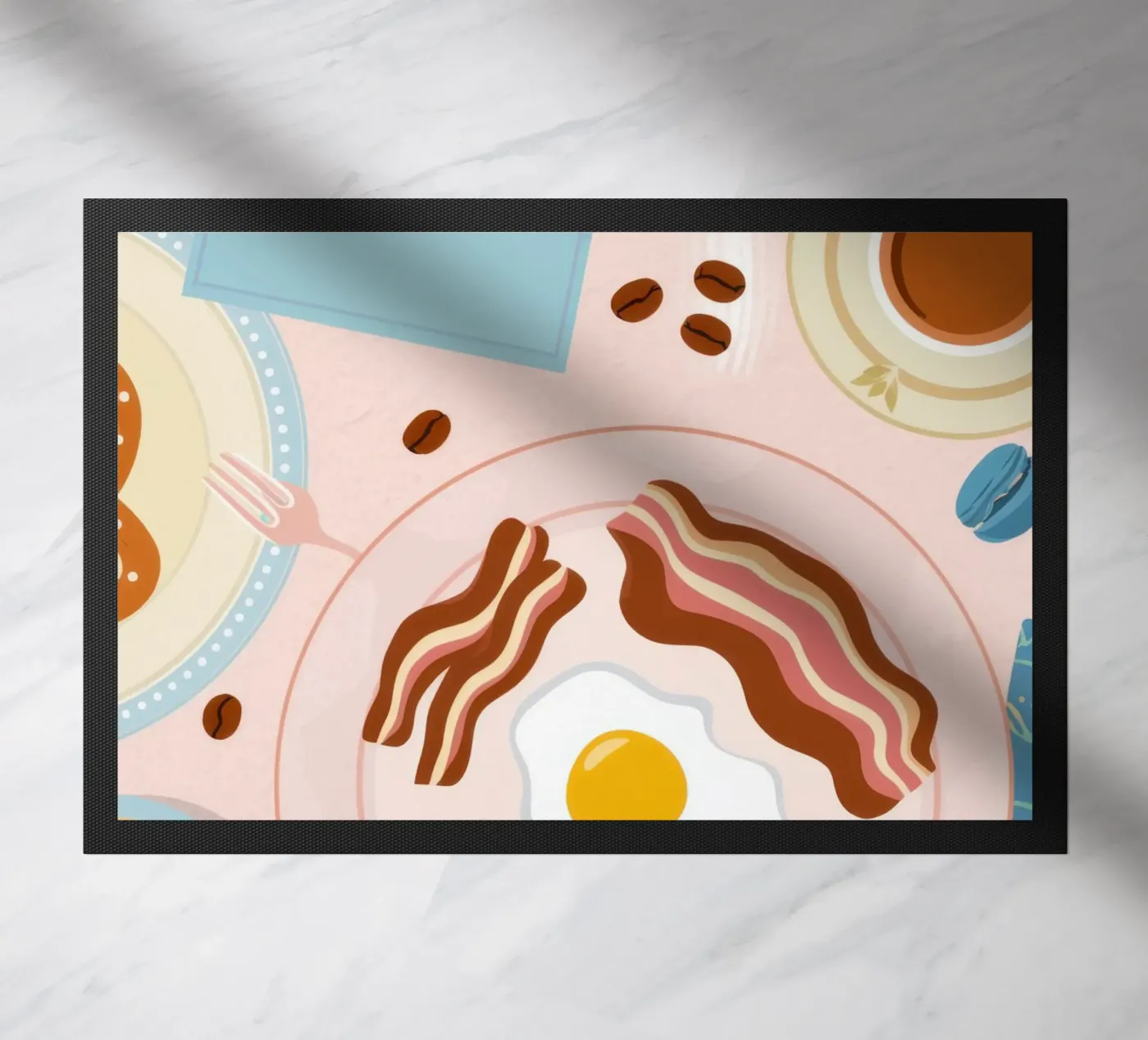 Frühstückstisch-Flatlay Fußmatte von Gaia Viesta