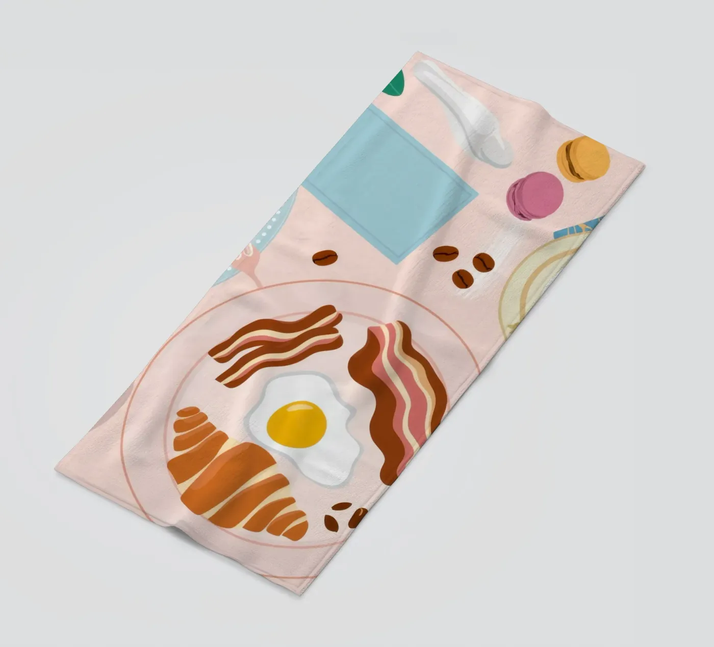 Breakfast Table Flatlay beach towel by Gaia Viesta